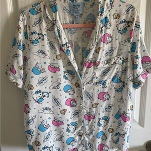 Forever 21 Cartoon Print Pajama Top - Blue and Pink